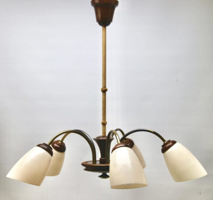 vintage italian chandelier with five arms 1960s 1