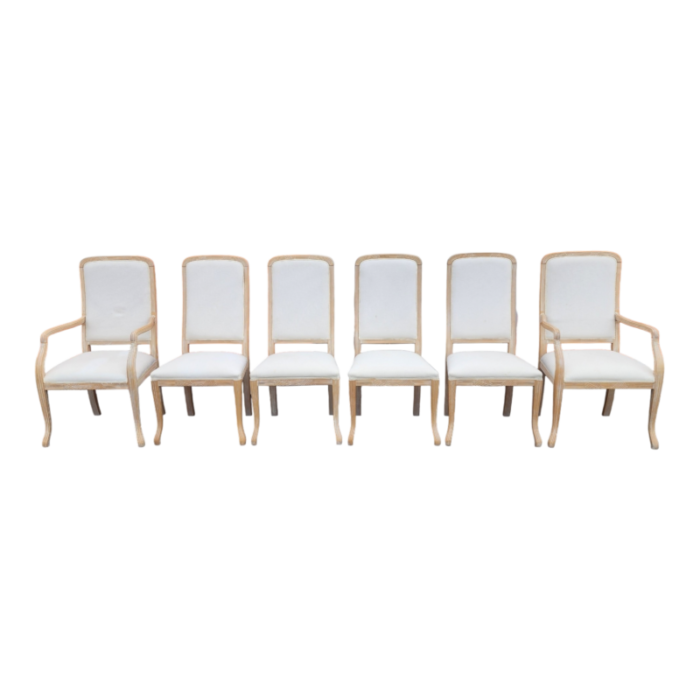 vintage italian decape cerused coastal modern faux pencil reed rattan transitional dining chairs set of 6 0788