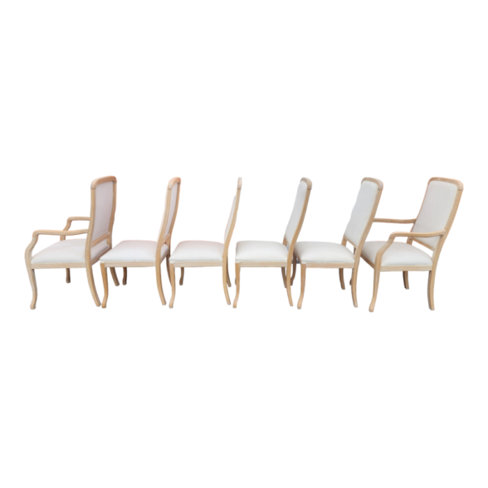 vintage italian decape cerused coastal modern faux pencil reed rattan transitional dining chairs set of 6 3898