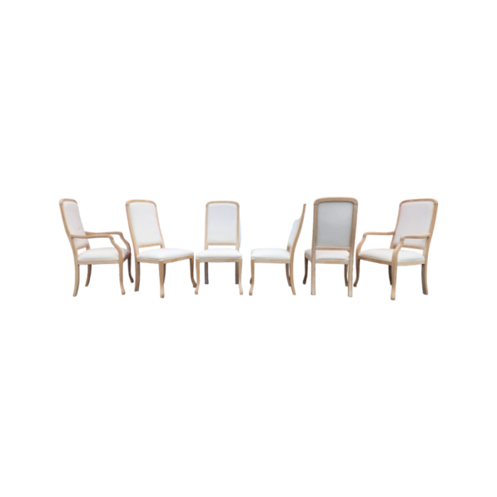 vintage italian decape cerused coastal modern faux pencil reed rattan transitional dining chairs set of 6 5966