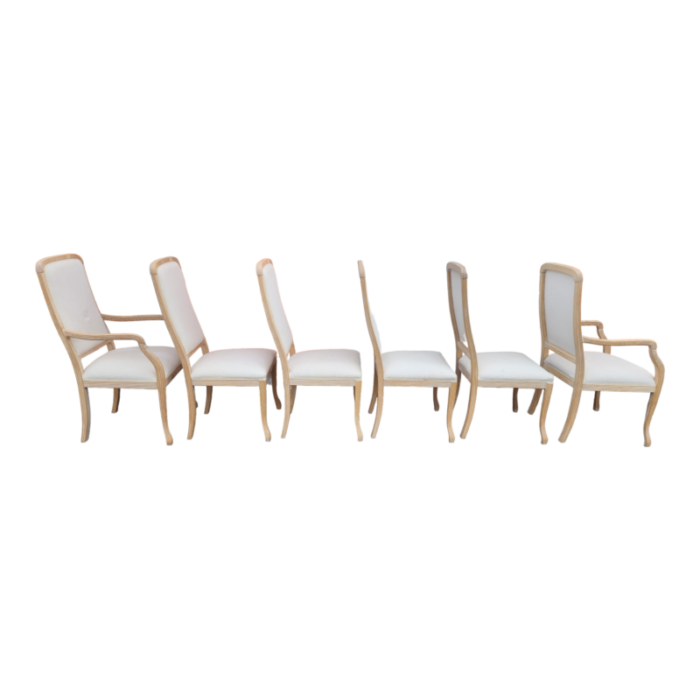 vintage italian decape cerused coastal modern faux pencil reed rattan transitional dining chairs set of 6 7160