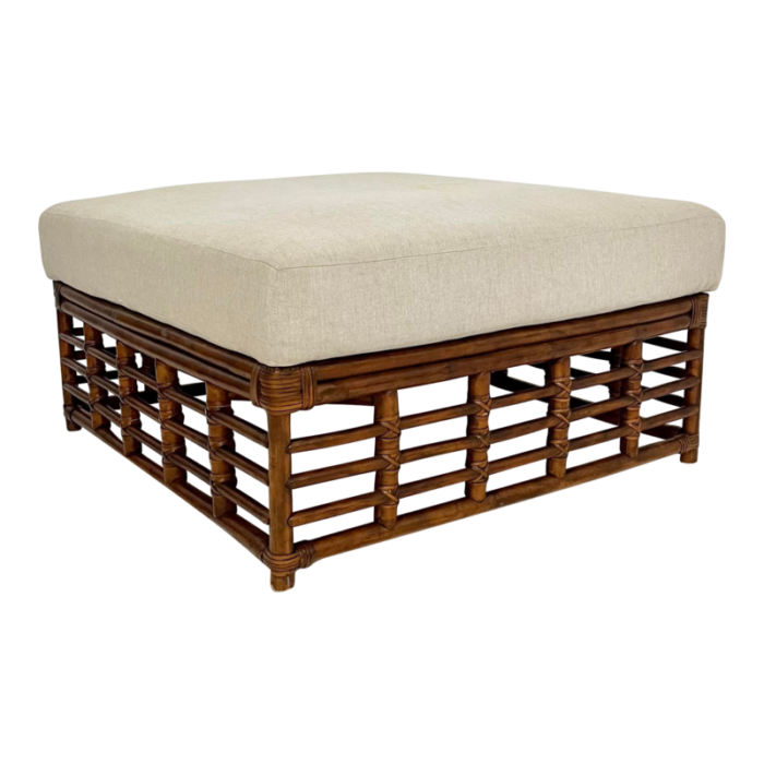 vintage large rattan square ottoman 0092