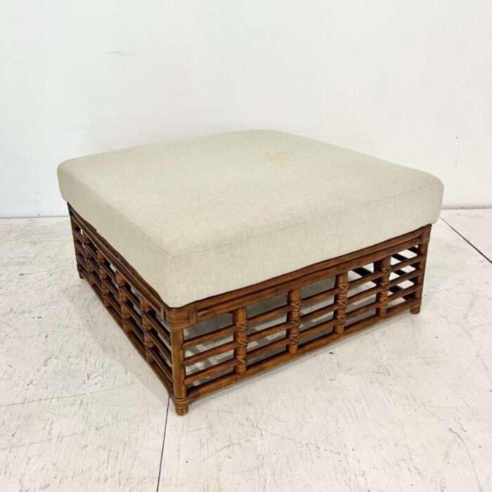 vintage large rattan square ottoman 3247