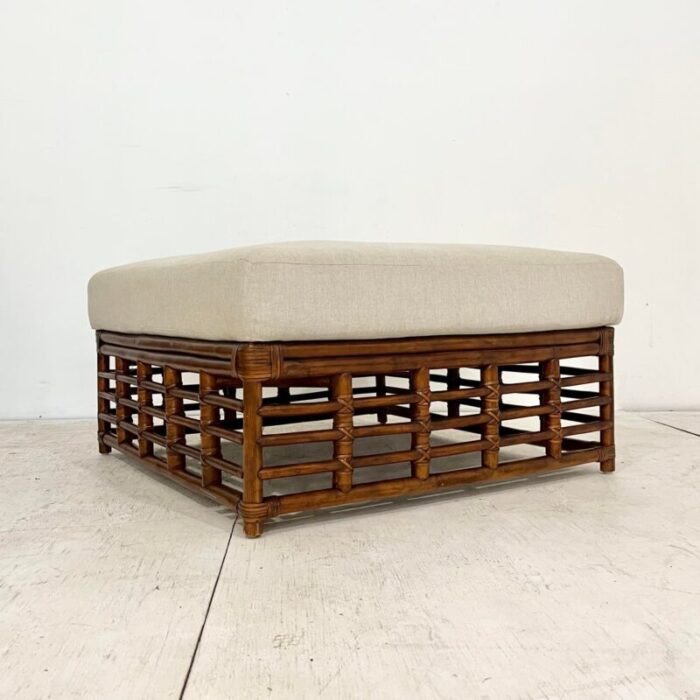 vintage large rattan square ottoman 9530