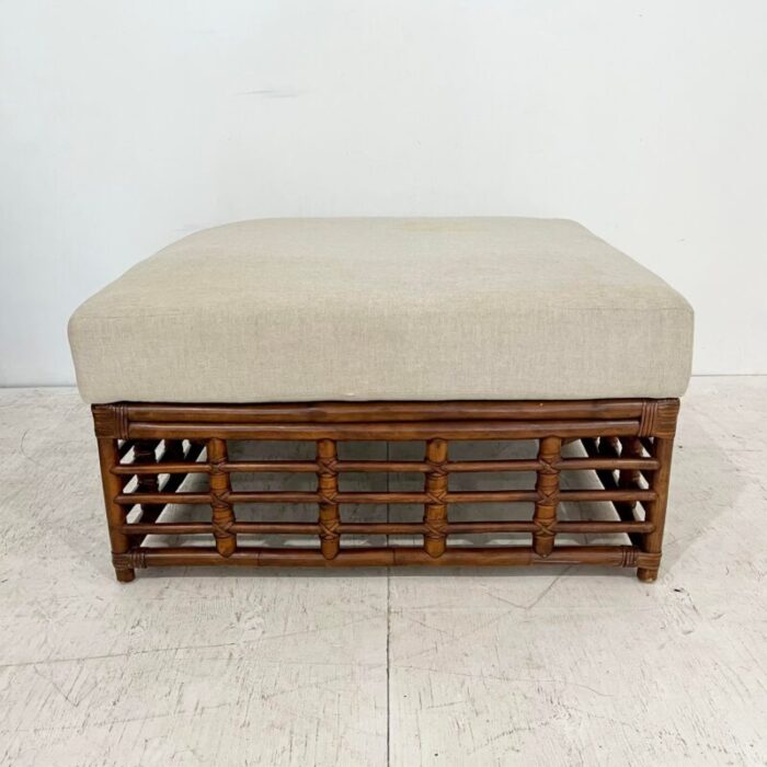 vintage large rattan square ottoman 9653