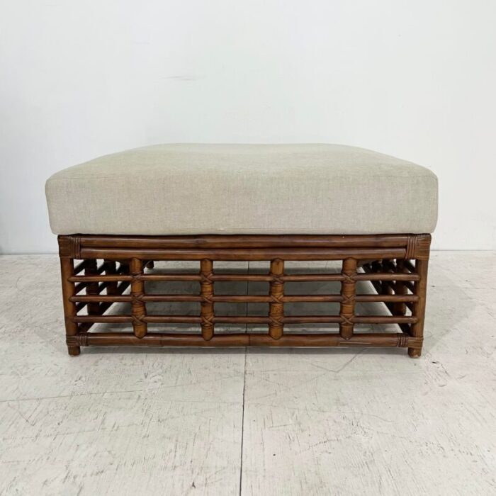 vintage large rattan square ottoman 9992