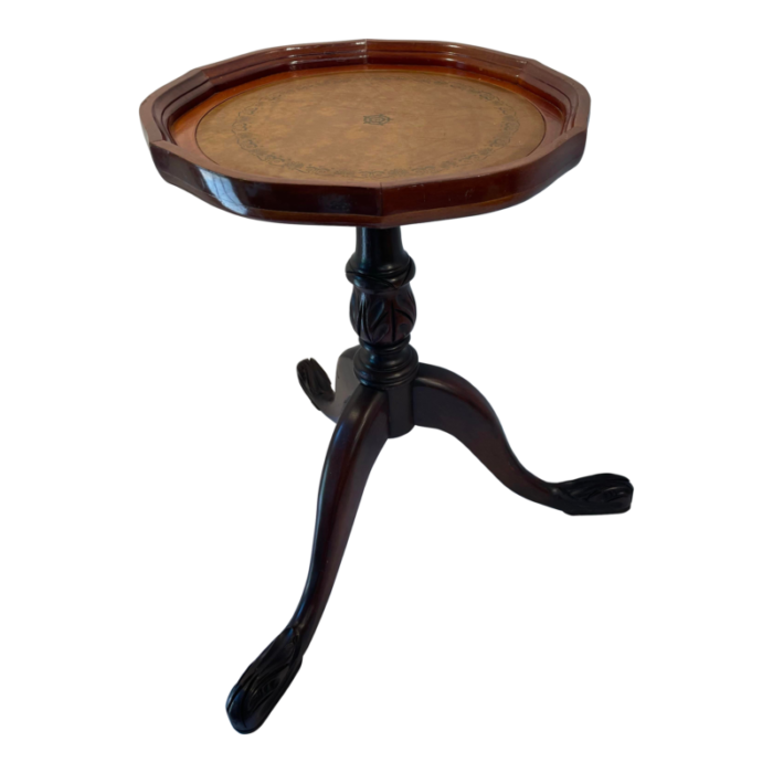 vintage leather top wine table 0313