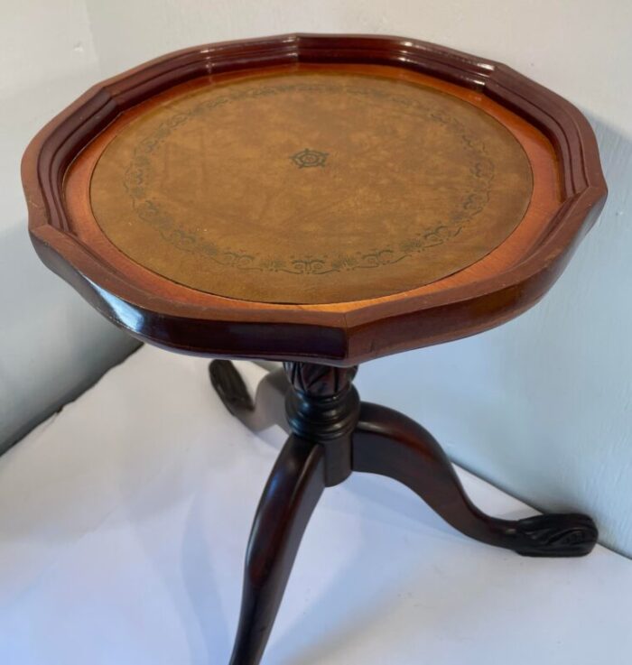 vintage leather top wine table 9495