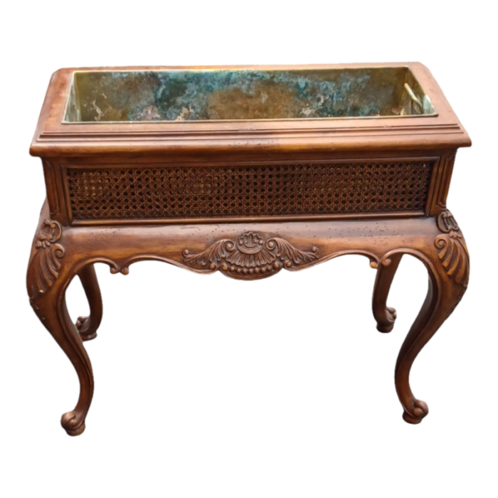 vintage maitland smith rococo style cane and mahogany planter 1017