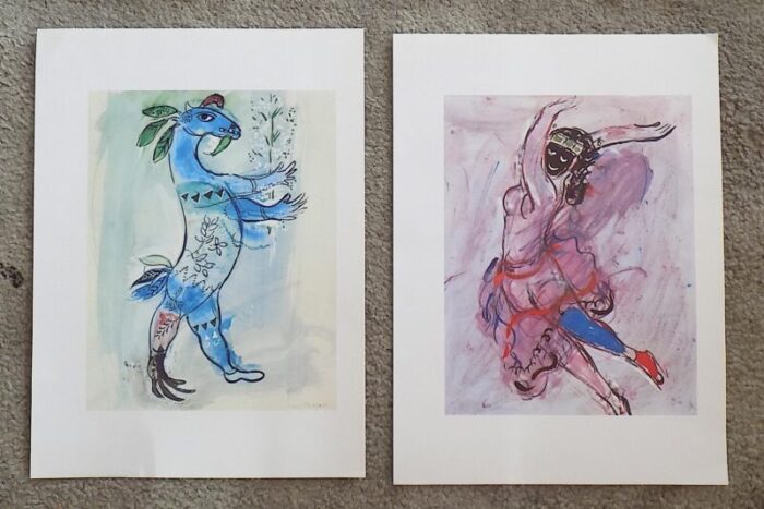 vintage mid 20th century abstract marc chagall lithographs a pair 1024