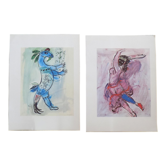 vintage mid 20th century abstract marc chagall lithographs a pair 3303