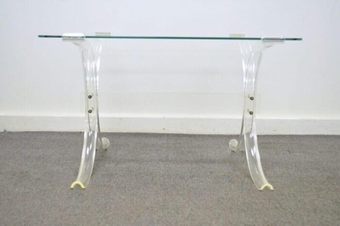 vintage mid century modern glass top lucite x form butterfly side end table 4499