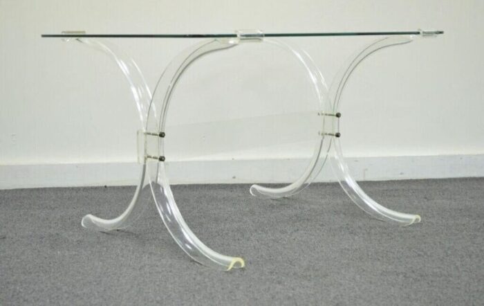 vintage mid century modern glass top lucite x form butterfly side end table 4797