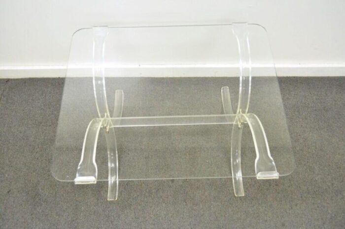 vintage mid century modern glass top lucite x form butterfly side end table 5159