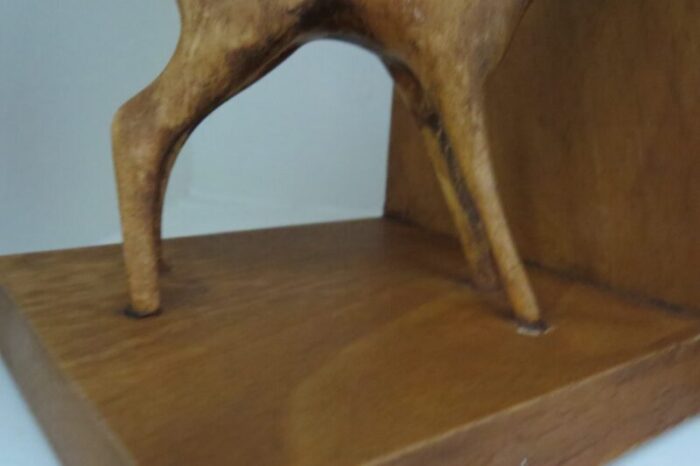 vintage mid century modern wood deer bookends oberlander handarbeit hand carved in switzerland a pair 0940