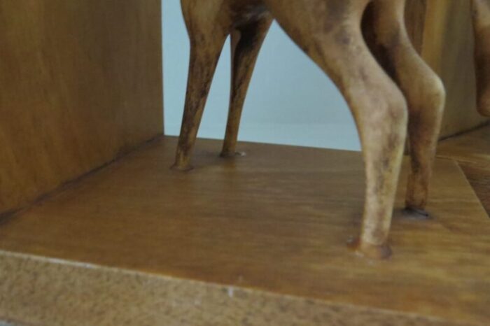 vintage mid century modern wood deer bookends oberlander handarbeit hand carved in switzerland a pair 1693