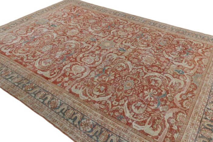 vintage oushak style european rug in red with floral patterns from rug and kilim 2410