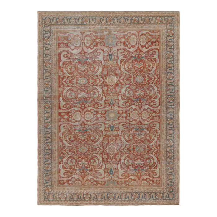 vintage oushak style european rug in red with floral patterns from rug and kilim 3314