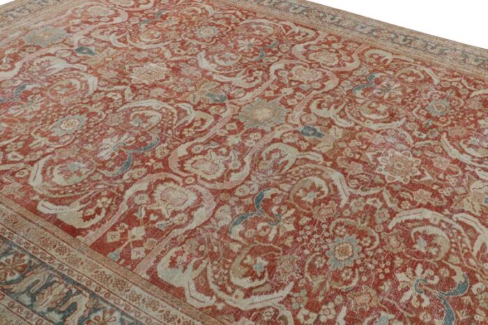 vintage oushak style european rug in red with floral patterns from rug and kilim 9402