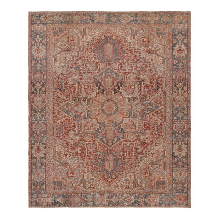 vintage persian heriz rug in red with medallion and florals from rug and kilim 4250