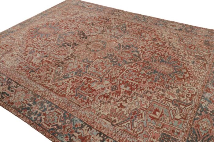 vintage persian heriz rug in red with medallion and florals from rug and kilim 9063