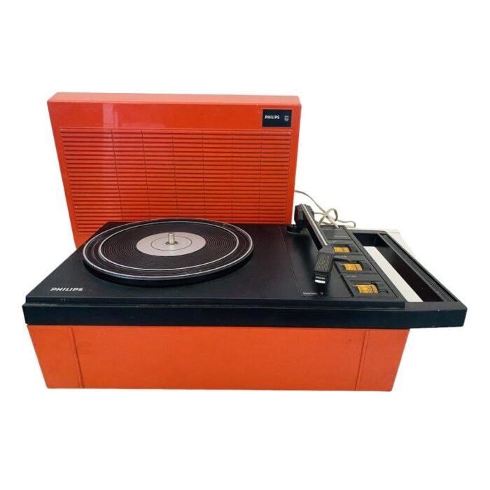 vintage portable turntablestereo 200 by philips 1970s 5021