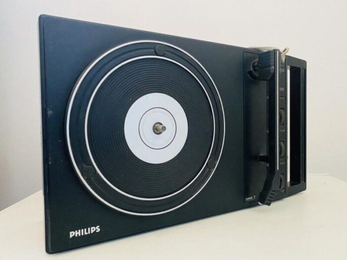 vintage portable turntablestereo 200 by philips 1970s 8274