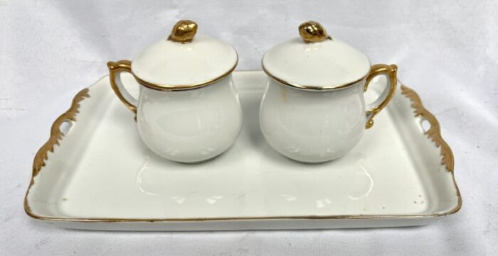 vintage pot de creme lidded pots with tray set 7 pieces 5822