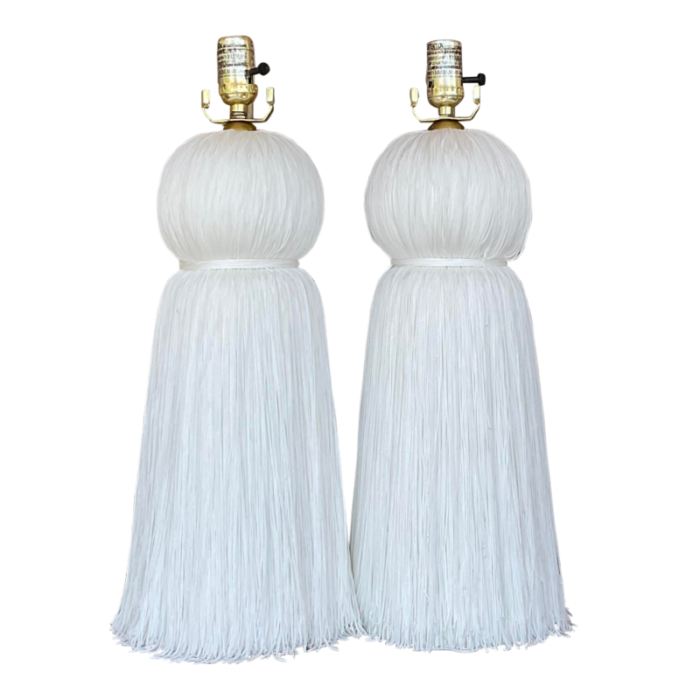 vintage regency laura kirar for arteriors tassle lamps a pair 3360