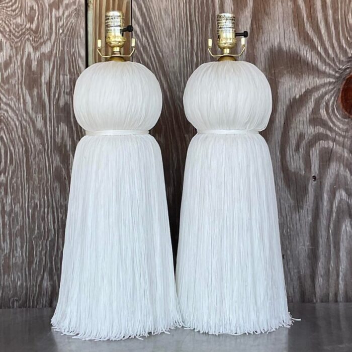 vintage regency laura kirar for arteriors tassle lamps a pair 6149