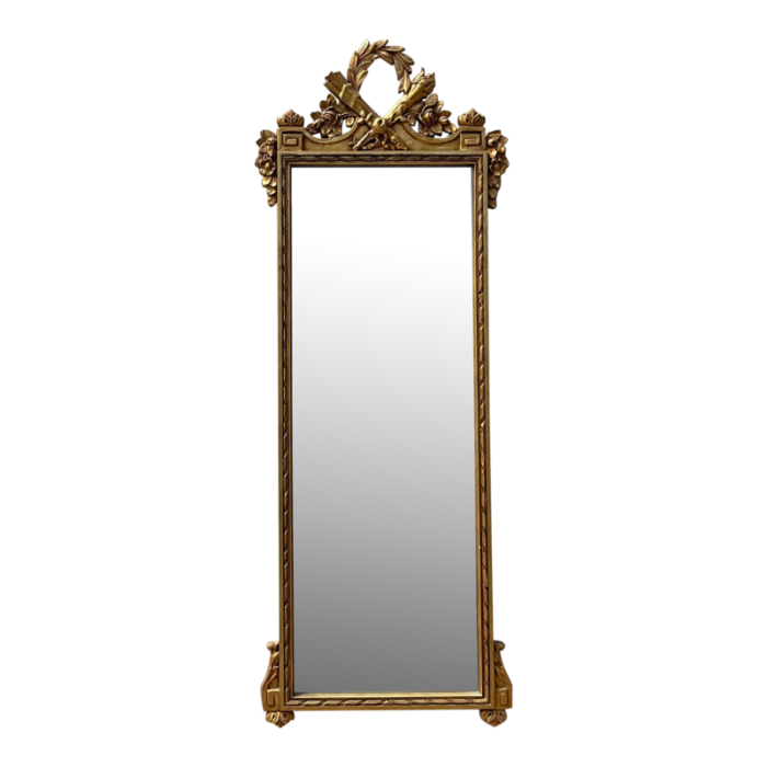 vintage regency monumental greek key gilt mirror 1145