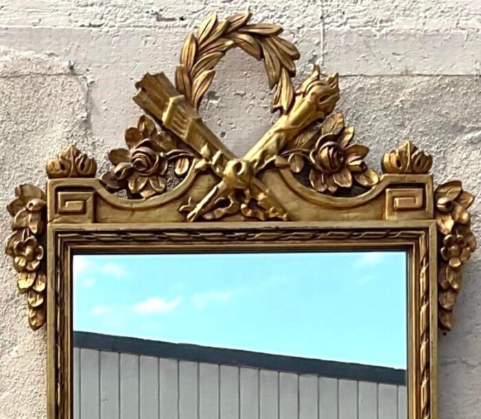 vintage regency monumental greek key gilt mirror 4482