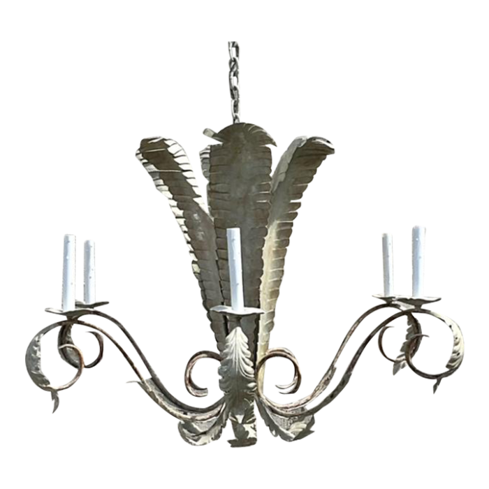 vintage regency niermann weeks patinated frond chandelier 5341