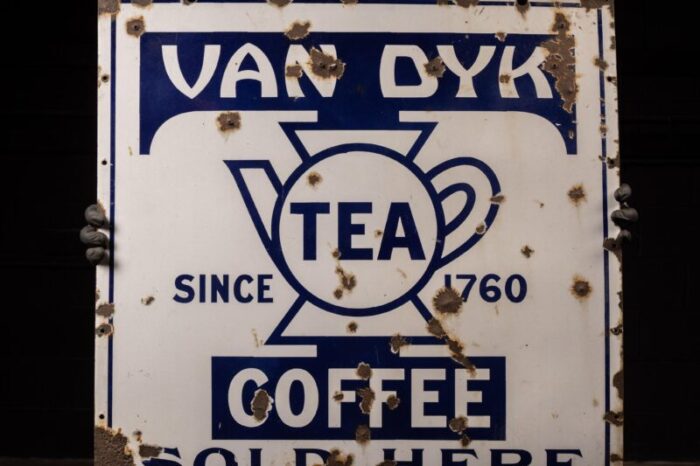 vintage single sided porcelain van dyk tea sign 1494