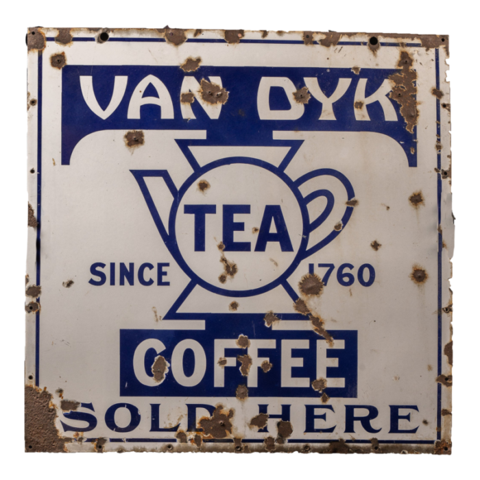 vintage single sided porcelain van dyk tea sign 3852