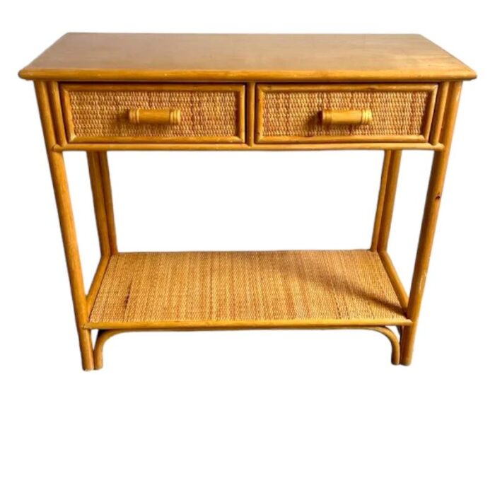 vintage spanish console table with two drawers 5973