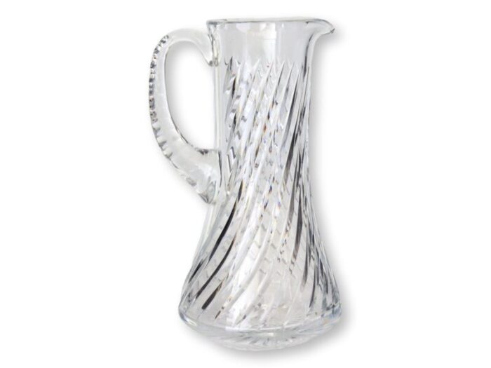 vintage swirled cut crystal beverage pitcher 2549