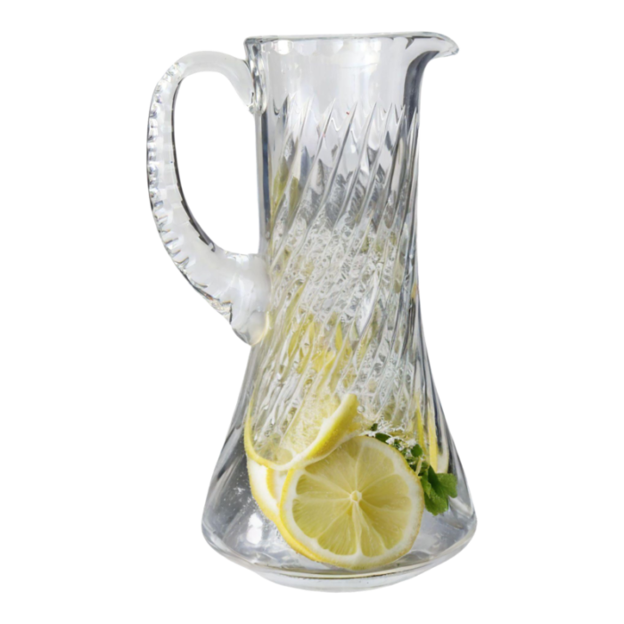 vintage swirled cut crystal beverage pitcher 5730