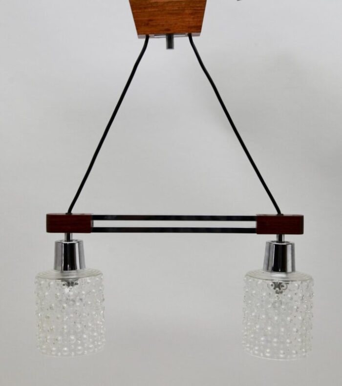 vintage teak chrome glass bar chandelier 8