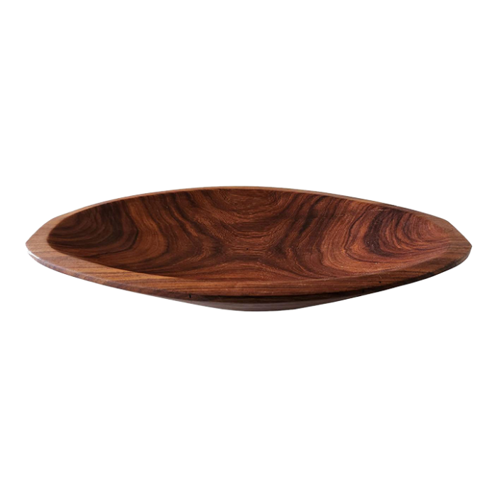 vintage teak wood hand carved canoe shaped bowl 2015