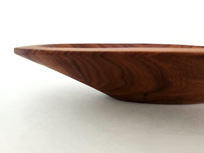 vintage teak wood hand carved canoe shaped bowl 6399