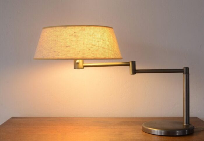 vintage walter von nessen brushed aluminum swing arm desk lamp 6462