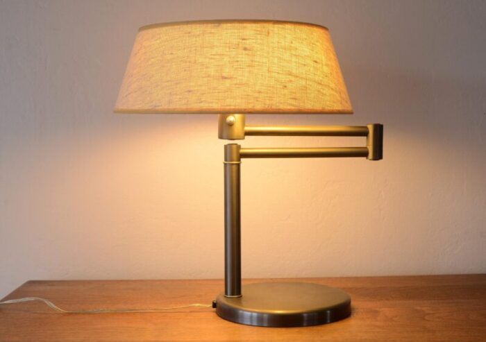 vintage walter von nessen brushed aluminum swing arm desk lamp 7197