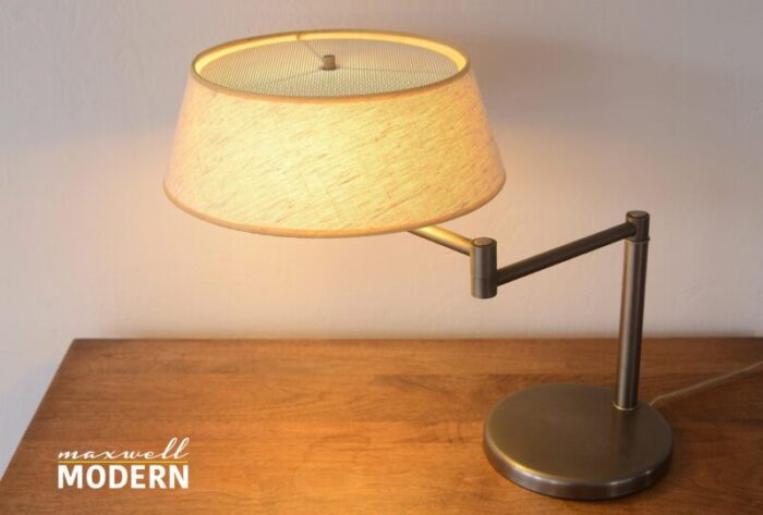 vintage walter von nessen brushed aluminum swing arm desk lamp 7595