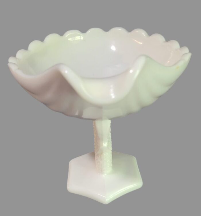 vintage westmoreland white milk glass dolphin pedestal compote candy dish bowl 6513