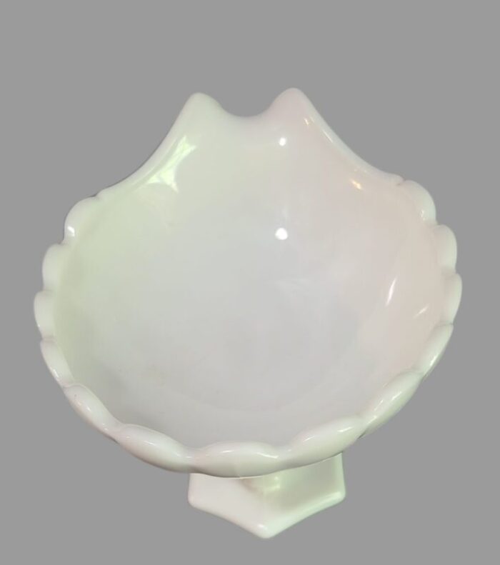 vintage westmoreland white milk glass dolphin pedestal compote candy dish bowl 9686