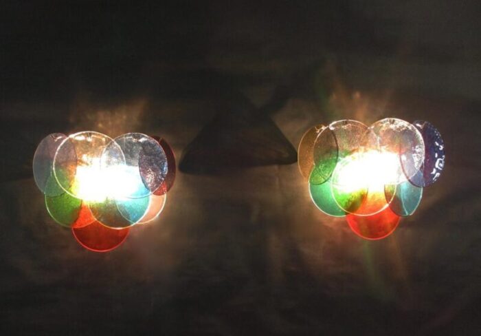 vistosi sconces in murano glasses 1990 set of 2 7402