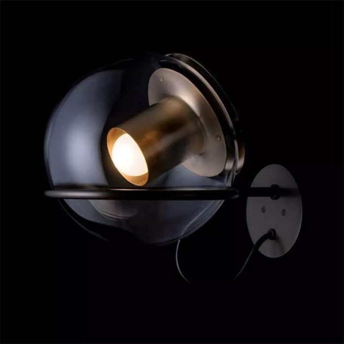 wall lamp the globe blown glass satin gold by joe colombo for oluce 4