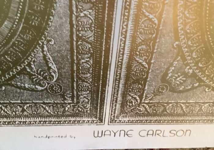 wayne carlson handprinted gold and white wallpaper trompe loeiul classical 8311