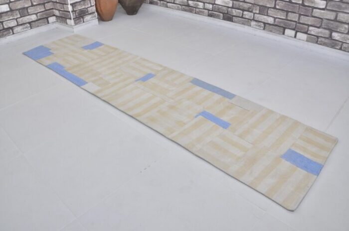 white and blue runner rug 1960 7930